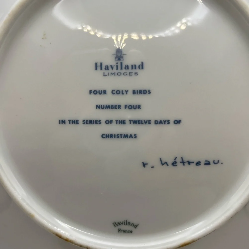 Haviland Limoges 1973 Four Calling Birds #4 Haviland France Plate